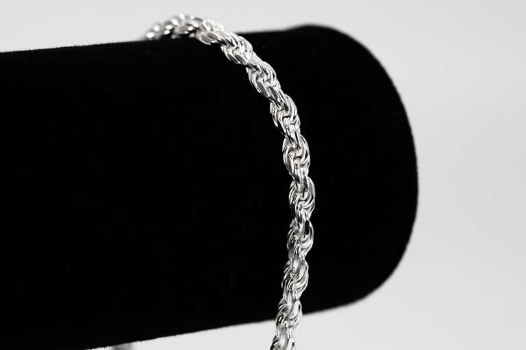 Sterling Silver Diamond-Cut Rope Chain 3.7mm Solid 925 Italy New Bracelet 8"