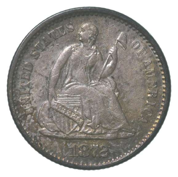 1872-S Seated Liberty Half Dime Above Bow