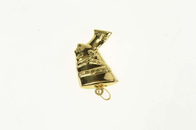 18K Yellow Gold 3D Puffy Queen Nefertiti Ancient Egyptian Pendant