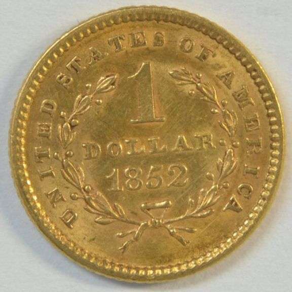 Lovely Uncirculated 1852 US Type One $1 Gold Piece. Full strike