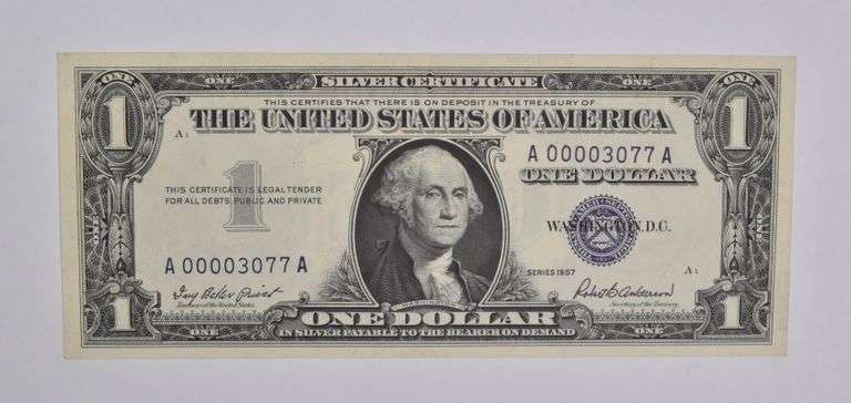 1957 $1 US Silver Certificate Blue Seal Fancy Serial Number LOW