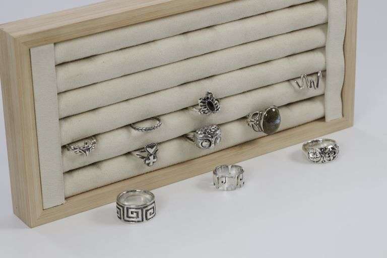 Sterling Silver Curated Ring Assortment Various Sizes & Styles (10 Ring Lot)