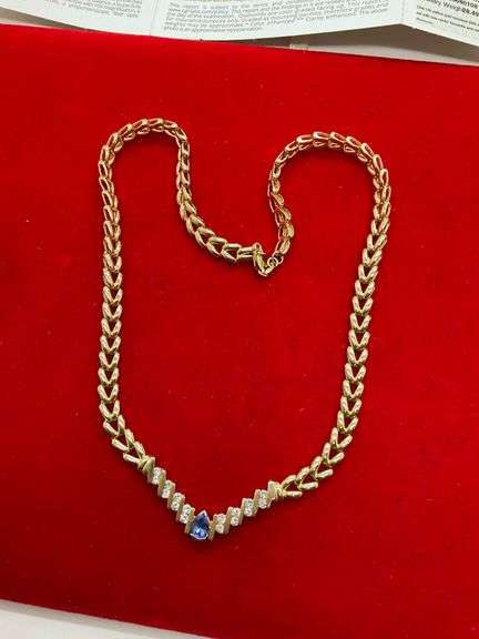 CERTIFIED BRAND NEW 14K GOLD , DIAMOND AND TANZANITE NECKLACE