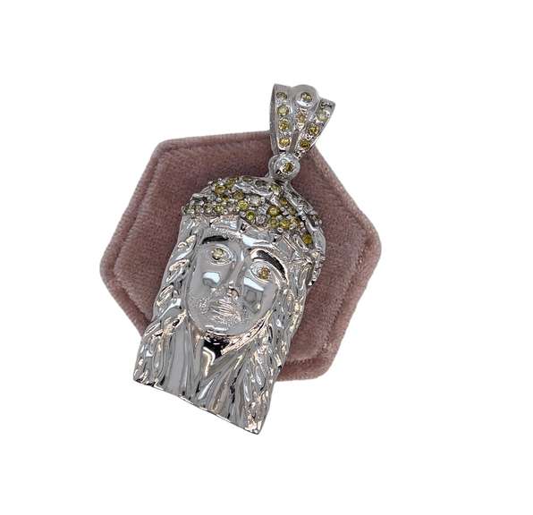 14K WHITE GOLD RELIGION CHARM DIAMONDS