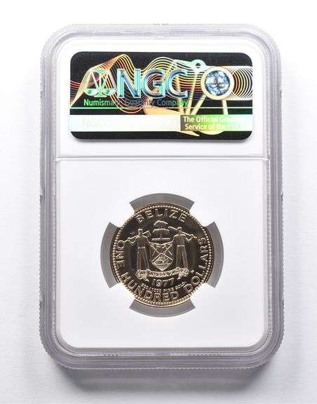 PF69 UCAM 1977 FM Belize 100 Dollars Gold Kinich Ahau NGC
