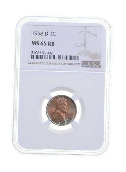 MS65 RB 1958-D Lincoln Wheat Cent - Graded NGC Rainbow Toned