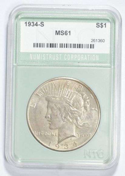 MS61 1934-S Peace Silver Dollar - Graded NTC
