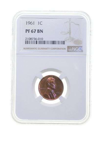 PF67 BN 1961 Lincoln Memorial Cent - Graded NGC Red/Orange Toned