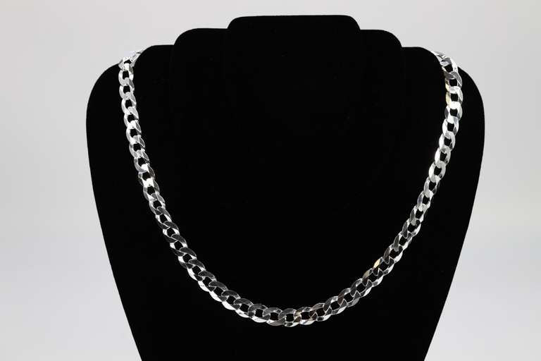 Men's 11.5mm Solid .925 Sterling Silver Flat Curb Chain Link Italy Necklace 24"
