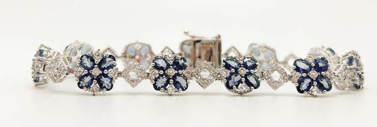 Stunning 3.00CTW Tanzanite & 2.00CTW White Topaz Bracelet in Sterling Silver