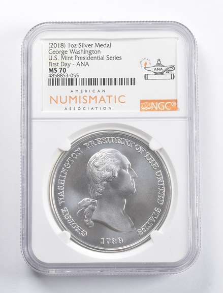 MS70 (2018) George Washington 1oz Silver Medal US Presid. FDOI ANA NGC