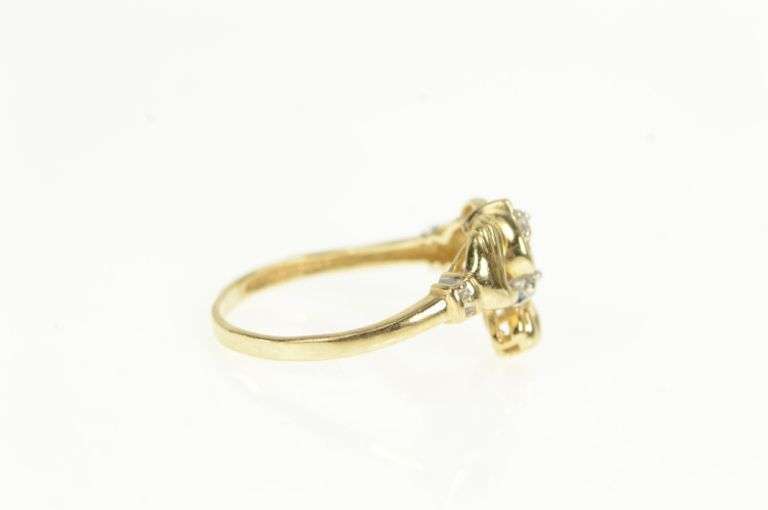 10K Yellow Gold Diamond Claddagh Traditional Celtic Loyalty Ring