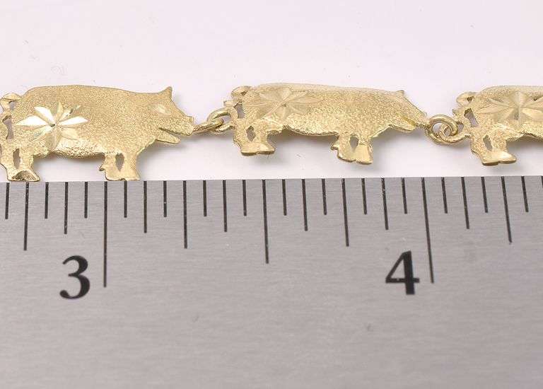 Cute Fancy Link Pig Bracelet In Yellow Gold