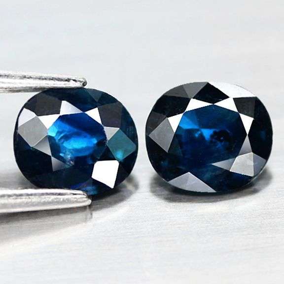 Unheated! 1.24ct top blue Sapphire pair