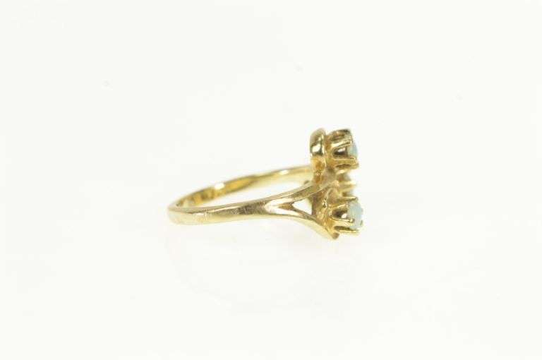 14K Yellow Gold Vintage Natural Opal Swirl Design Statement Ring