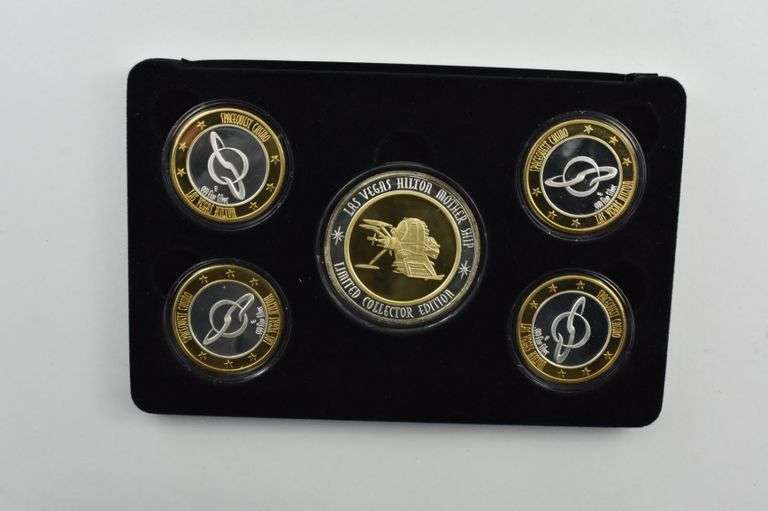 Spacequest Casino Vegas Hilton Ltd. Collector Ed. 5 Silver Round Set