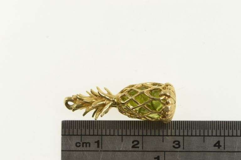 14K Yellow Gold Peridot Pineapple Hawaii Tropical Fruit Charm/Pendant