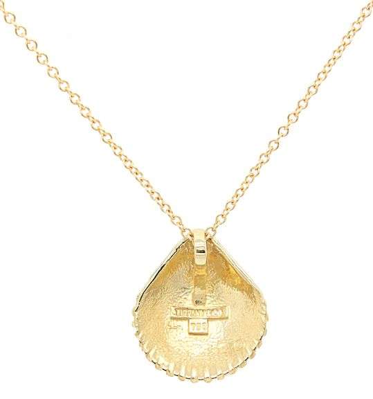 Tiffany & Co. Shell Pendant Necklace in 18K W/Box