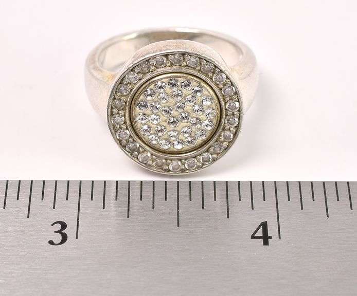 White Crystal Ring In Sterling Silver