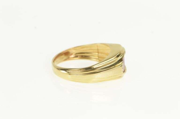 10K Yellow Gold Faceted Syn. Ruby Diamond Accent Men's Ring