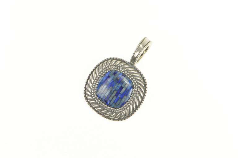 Sterling Silver Sodalite Lapis Mosaic Carolyn Pollack Relios Pendant