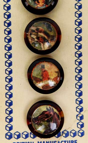 Early Set of 6 British Fox Hunt Fancy Vest Buttons