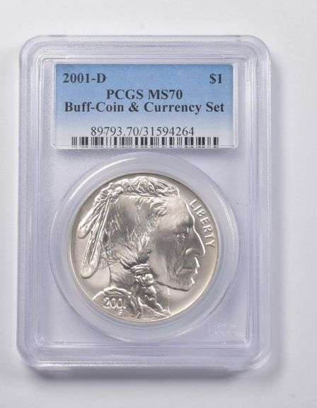 MS70 2001-D American Buffalo Commem Silver $1 Buff-Coin Currency PCGS