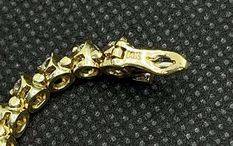 LADIES DIAMOND 14K YELLOW GOLD 3 PRONG ROUND BRILLIANT CUT TENNIS BRACELET