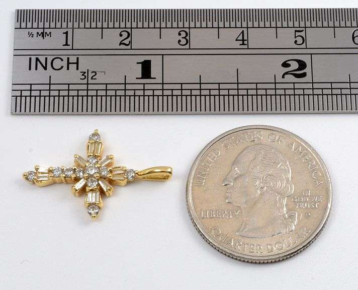 Sparkling 14k and Diamond Cross Pendant