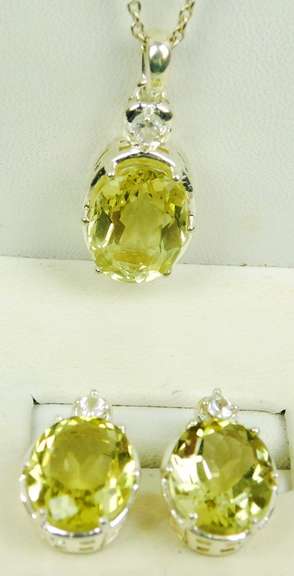 Sterling Peridot Necklace & Earrings