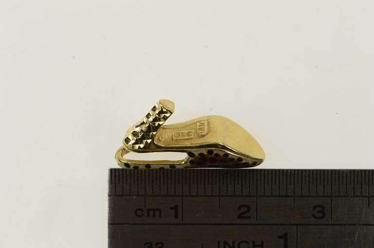 14K Yellow Gold Cheetah Leopard High Heel Sandal Shoe Charm/Pendant