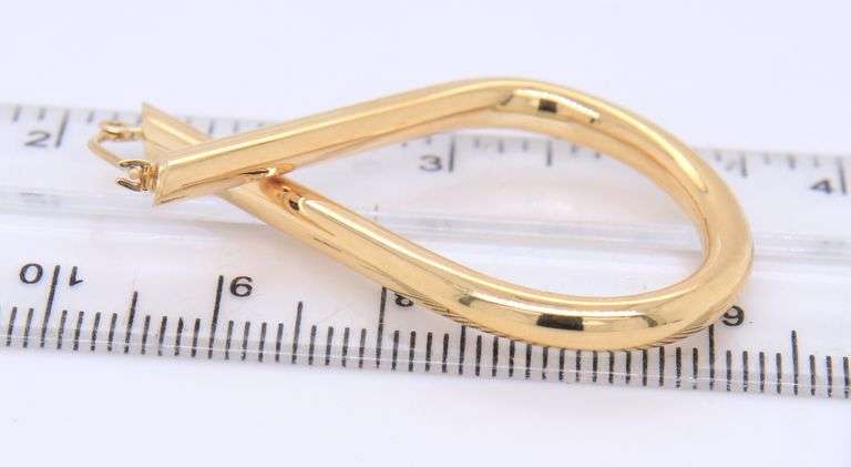 Handsome Long Gold Loop Earrings in Yellow Gold