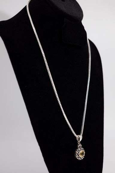 .925 Sterling Silver Pendant w/ Citrine Gemstone