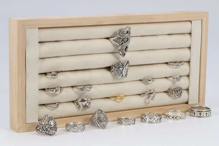 .925 Sterling Silver Curated 20 Ring Lot Various Sizes & Styles
