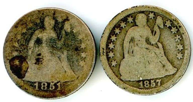 1851-O & 1857 Liberty Seated Dimes