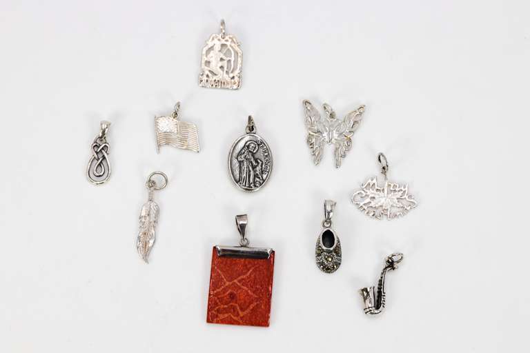 Sterling Silver Pendant Assortment Various Sizes & Styles (10 Pendant Lot)