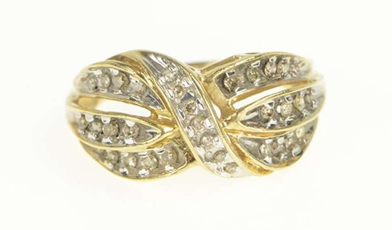 10K Yellow Gold 0.50 Ctw Diamond Layered Wavy Channel Ring