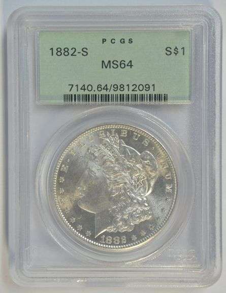 Super nearly Gem BU 1882-S Morgan Silver Dollar. Old PCGS MS64
