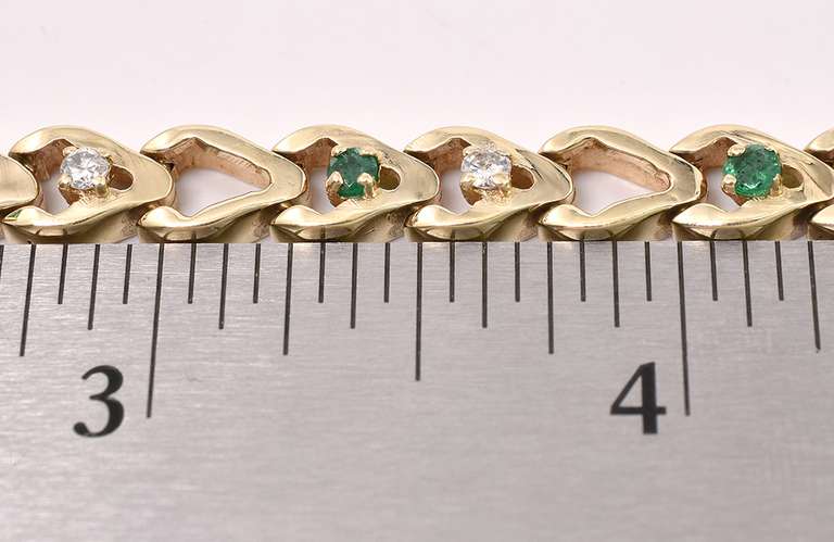 Dazzling Emerald and Diamond Bracelet In 14K Yellow Gold