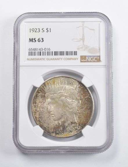 MS63 1923-S Peace Silver Dollar NGC - Great Tone