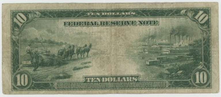 Desirable 1914 Series Large Size $10 Federal Reserve Note