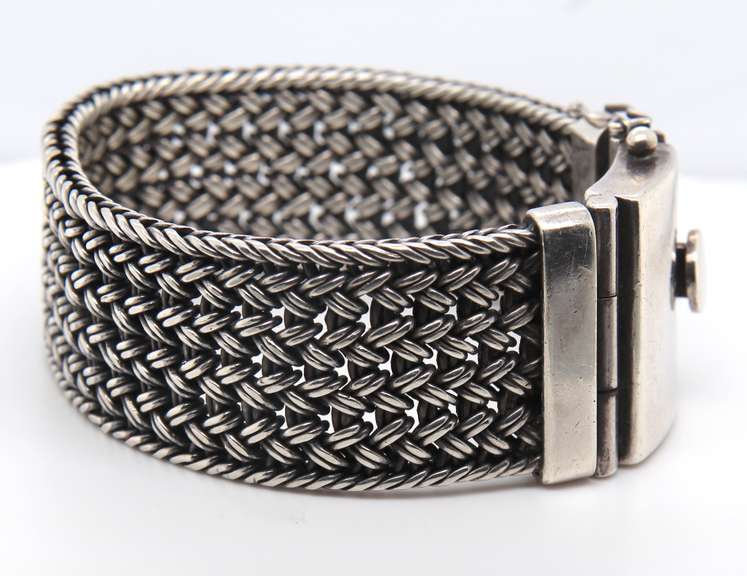 Vintage 925 Sterling Silver Wide Braided Bracelet