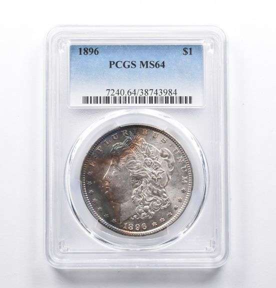 MS64 1896 Morgan Silver Dollar PCGS INSANE Rainbow Tone