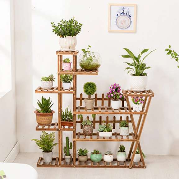 Multi Tier Wooden Flower Plant Display Stand