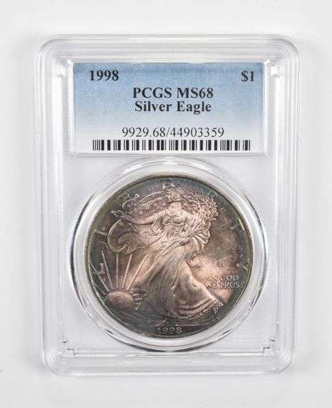 MS68 1998 American Silver Eagle - PCGS Insane Tone!