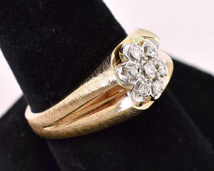 Sturdy Diamond Ring In 14K Yellow Gold
