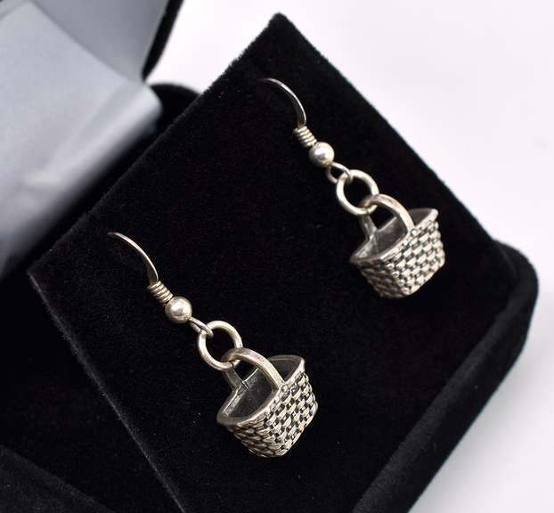 Basket Dangle Earrings In Sterling Silver