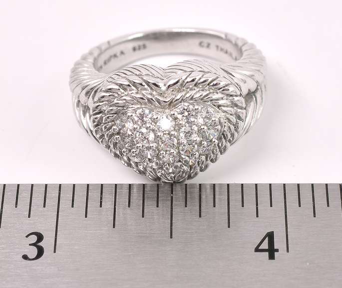 Lovely Heart CZ Ring In Sterling Silver
