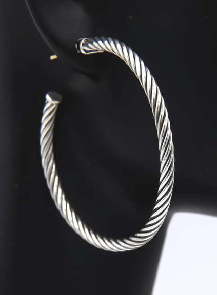 Trendy David Yurman Cable Hoop Earrings