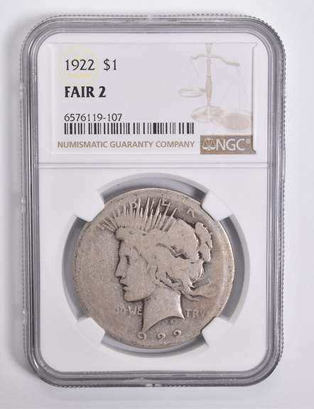 FAIR 2 1922 Peace Silver Dollar NGC Lowball Low Ball